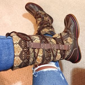 Pajar Brown and Tan Patterned Women's Boots